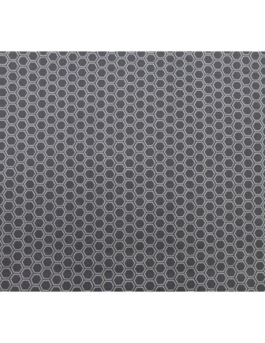 Tissus coton pas cher motif géométrique hexagone gris et blanc - vendu au mètre
