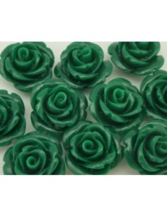 R-Perle Rose ciselée verte en résine 15,5mm