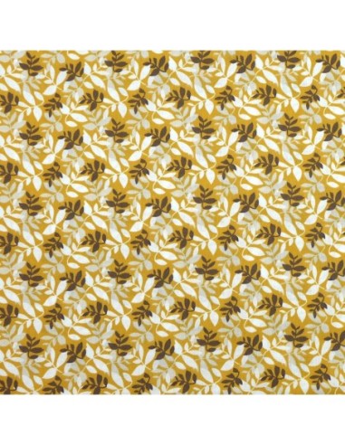 Tissus pour patch pas cher motif feuille jaune moutarde