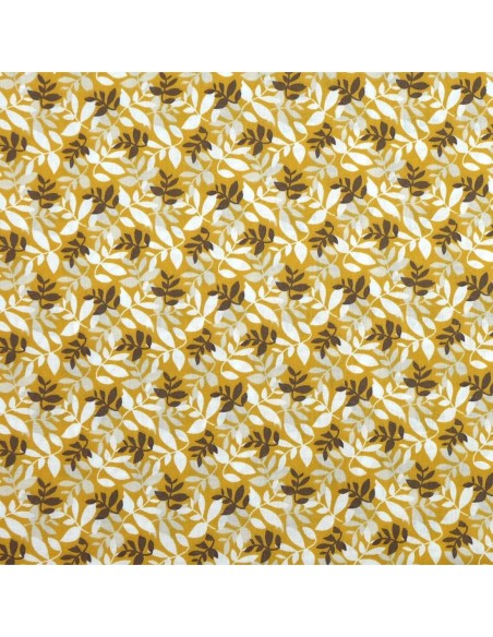 Tissus pour patch pas cher motif feuille jaune moutarde
