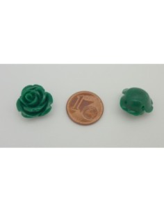 R-Perle Rose ciselée verte en résine 15,5mm 2