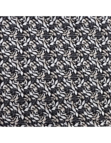 Tissus coton motif feuillage noir et blanc pas cher pour création patch