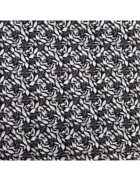 Tissus coton motif feuillage noir et blanc pas cher pour création patch