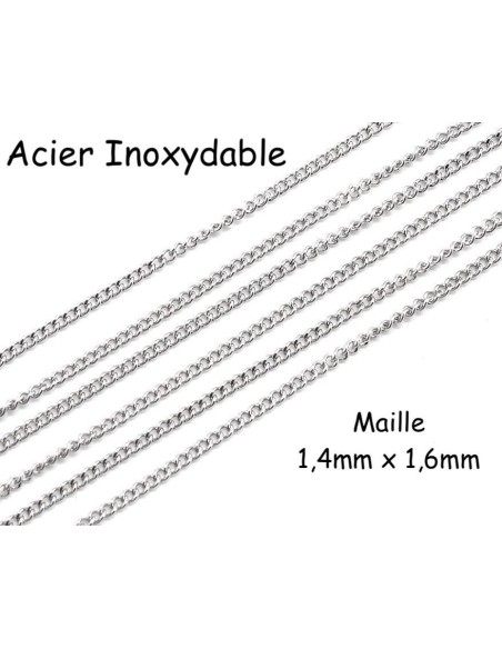 Fine chainette maille gourmette argenté en acier inoxydable résistante Fine chainette maille gourmette argenté en acier inoxydable résistante