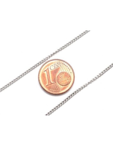 Fine chaine maille gourmette argenté en acier inoxydable résistante