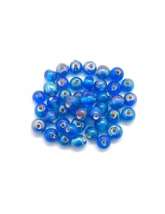 Perle en verre ronde 5mm bleu irisé rainbow pour bracelet wrap 2