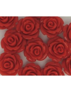 R-Perle Rose ciselée rouge en résine 15,5mm