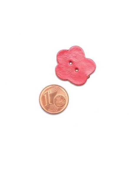 Bouton Fleur en simili cuir rouge 23mm