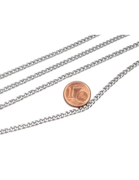 Chaine acier inoxydable argenté maille résistante