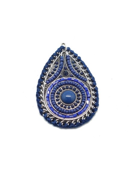 Pendentif pas cher en métal argenté et bleu pour création bijoux Pendentif pas cher en métal argenté et bleu pour création bijoux