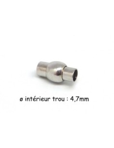 Fermoir aimanté en métal argenté pour cordon de 4,5mm