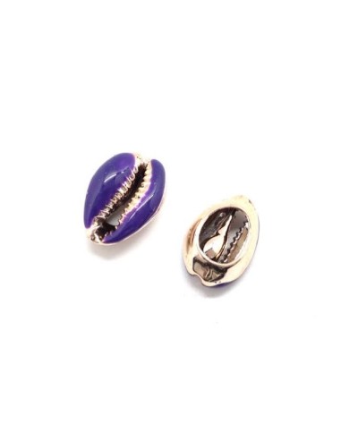 Perle coquillage cauris doré et violet 17mm - 22mm