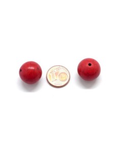 Perle ronde 16mm imitation turquoise "Howlite" rouge 2