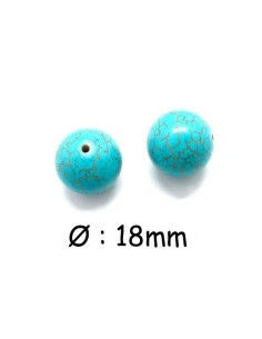 Perle 18mm ronde imitation turquoise "Howlite" bleu turquoise pour création collier