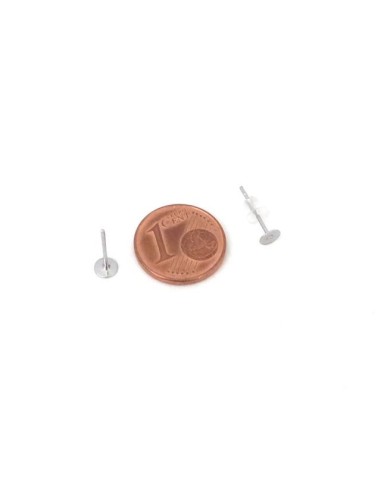 Support plateau de 4mm pour BO en acier inoxydable argenté, pour cabochon
