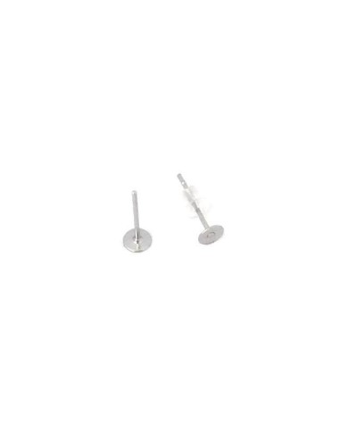 Support plateau de 4mm pour boucles d'oreilles en acier inoxydable argenté