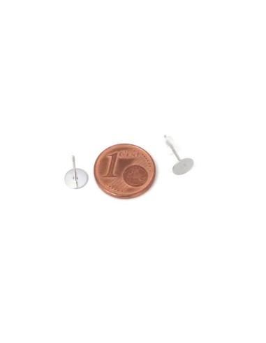 Support plateau de 6mm pour boucles d'oreilles en acier inoxydable argenté