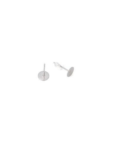 Support plateau de 6mm pour BO en acier inoxydable argenté pour cabochon