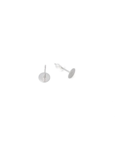 Support plateau de 6mm pour BO en acier inoxydable argenté pour cabochon Support plateau de 6mm pour BO en acier inoxydable argenté pour cabochon