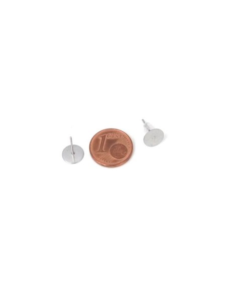 Support plateau de 8mm pour boucles d'oreilles en acier inoxydable argenté