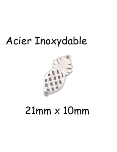 Perle connecteur ananas en métal acier inoxydable argenté