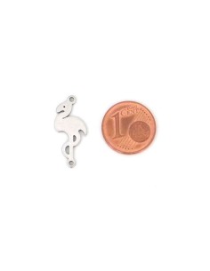 Perle connecteur flamant rose en métal acier inoxydable argenté 2