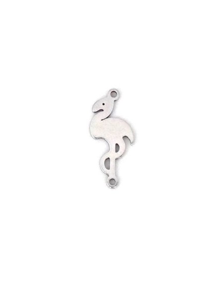 Intercalaire flamant rose argenté en métal acier inoxydable pour boucles d'oreilles