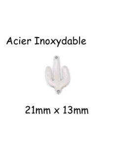 Perle connecteur cactus en métal acier inoxydable argenté pour bracelet