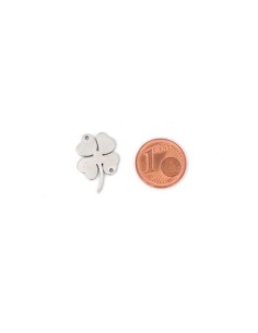 Perle connecteur trèfle à 4 feuilles en métal acier inoxydable argenté porte bonheur 2