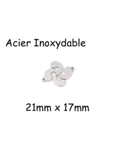 Perle connecteur croix basque en métal acier inoxydable argenté