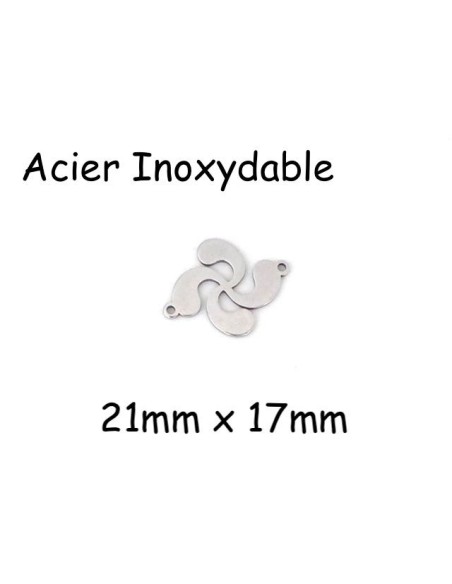 Perle connecteur croix basque en métal acier inoxydable argenté