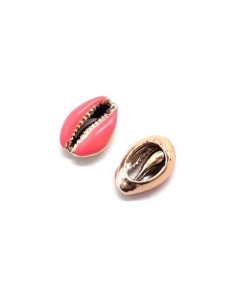 Perle coquillage cauris doré et rose 17mm - 22mm