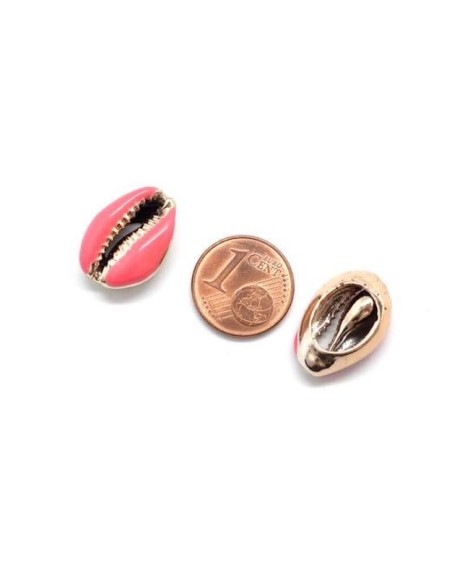 Coquillage cauris doré et rose 17mm - 22mm