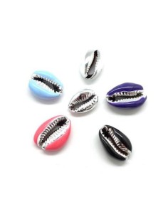 Perle coquillage cauris argenté et noir 20mm - 25mm 2