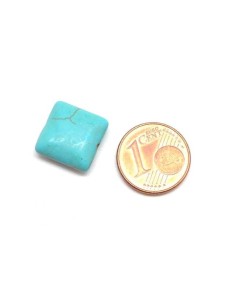 Perle carré imitation turquoise "Howlite" bleu turquoise 13mm 2