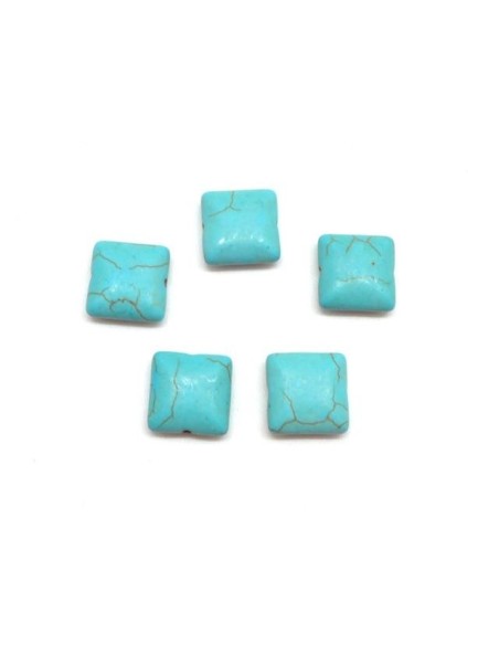 Perle 13mm cube bleu turquoise en pierre