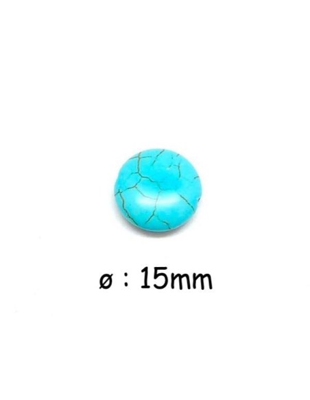 Perle pastille imitation turquoise "Howlite" bleu turquoise 15mm