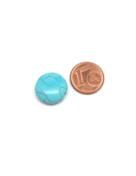 Perle disque 15mm bleu turquoise pour bijoux