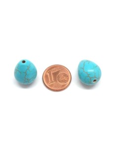 Perle goutte imitation turquoise "Howlite" bleu turquoise 16mm 2