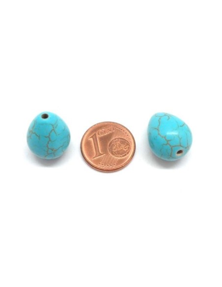 Perle larme bleu turquoise "Howlite" pour collier