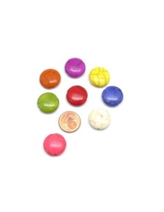 Perle pastille 16mm imitation turquoise "Howlite" 8 couleurs assorties 2