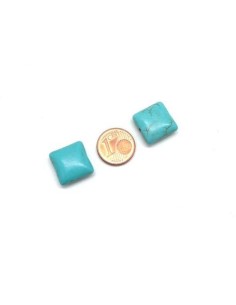 perle carré imitation turquoise "Howlite" bleu turquoise 15mm 2