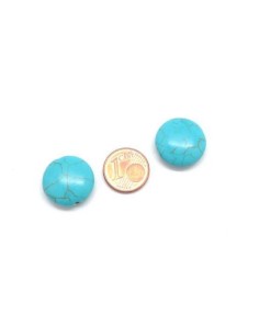 Perle pastille imitation turquoise "Howlite" bleu turquoise 18mm 2