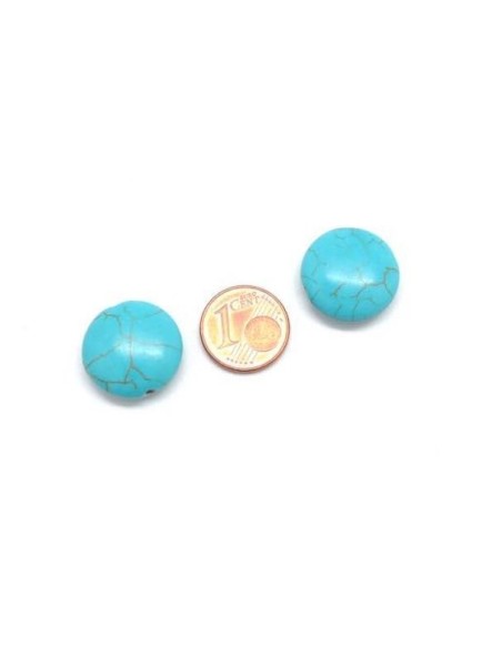 Perle pastille 18mm bleu turquoise