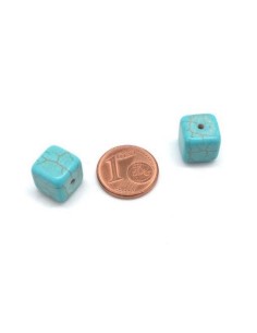 Perle cube 10mm bleu turquoise howlite 2