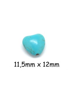 Perle coeur bleu turquoise style howlite pour création bijoux