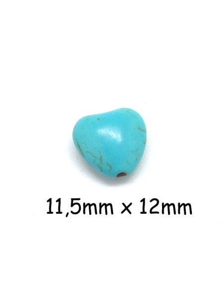 Perle coeur bleu turquoise style howlite pour création bijoux