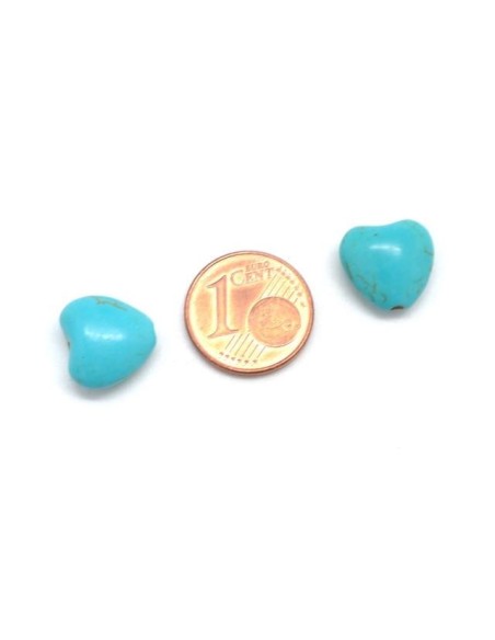 Perle coeur bleu turquoise style howlite pour boucles d'oreilles