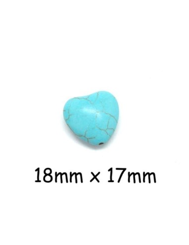 Perle coeur bleu turquoise 18mm