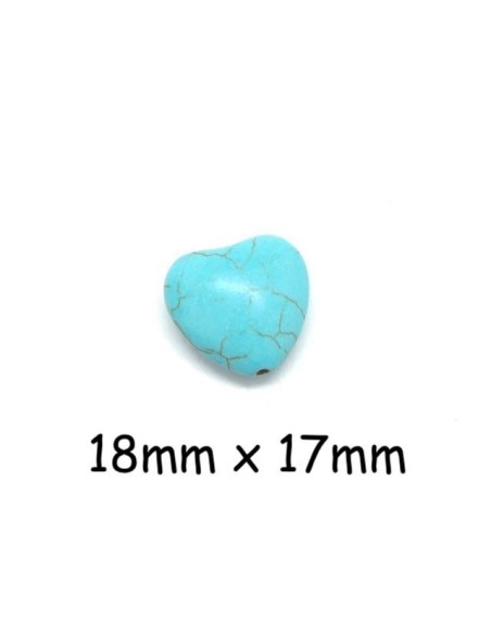 Perle coeur bleu turquoise 18mm